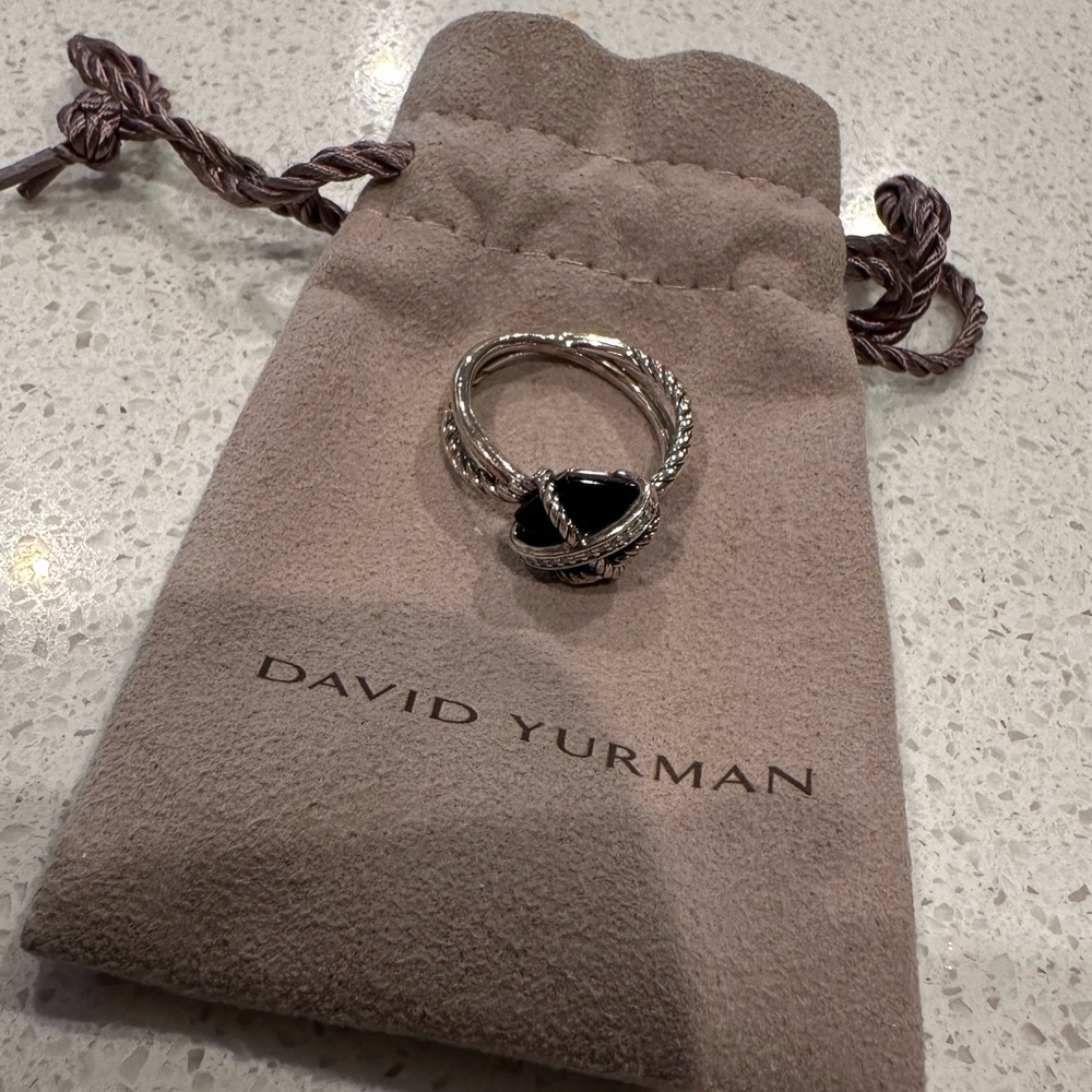 David Yurman Cable Wrap Ring with Diamonds - Black Onyx- size 7